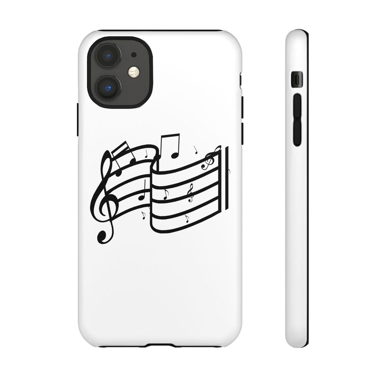 Musical Notes Phone Case — Black Treble Clef Music Staff Tough Case