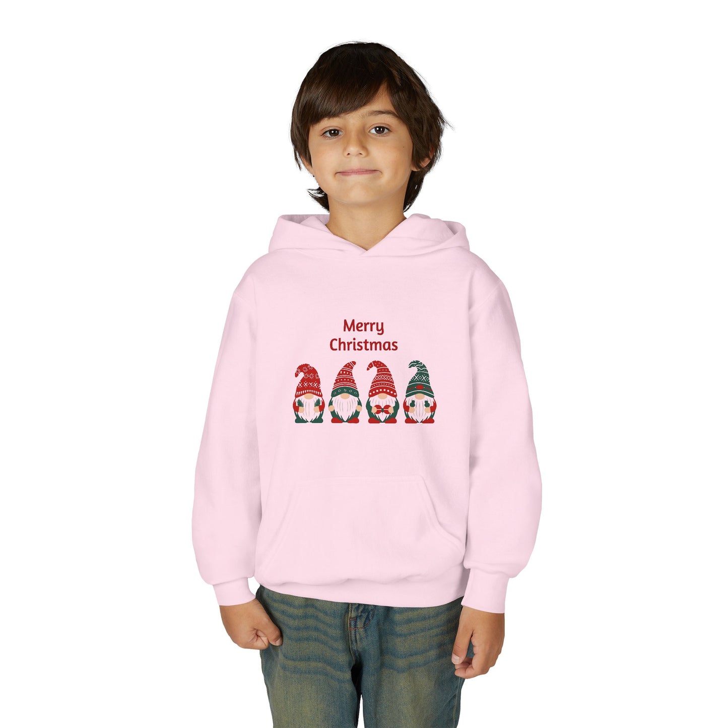 Youth Christmas Gnome Hoodie - "Merry Christmas" Holiday Kids Sweatshirt