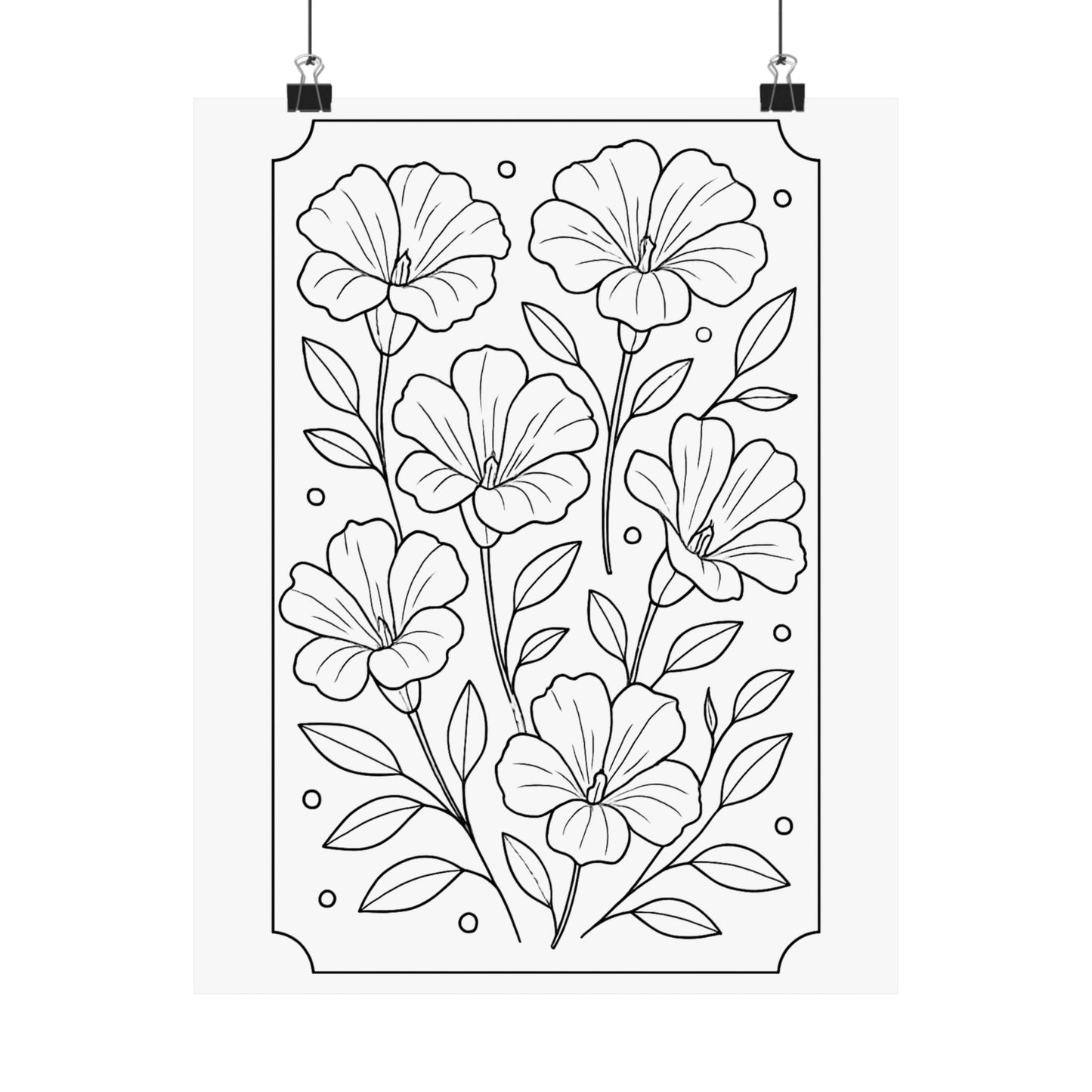 Botanical Line Art Poster — Matte Vertical Floral Wall Art - DIY