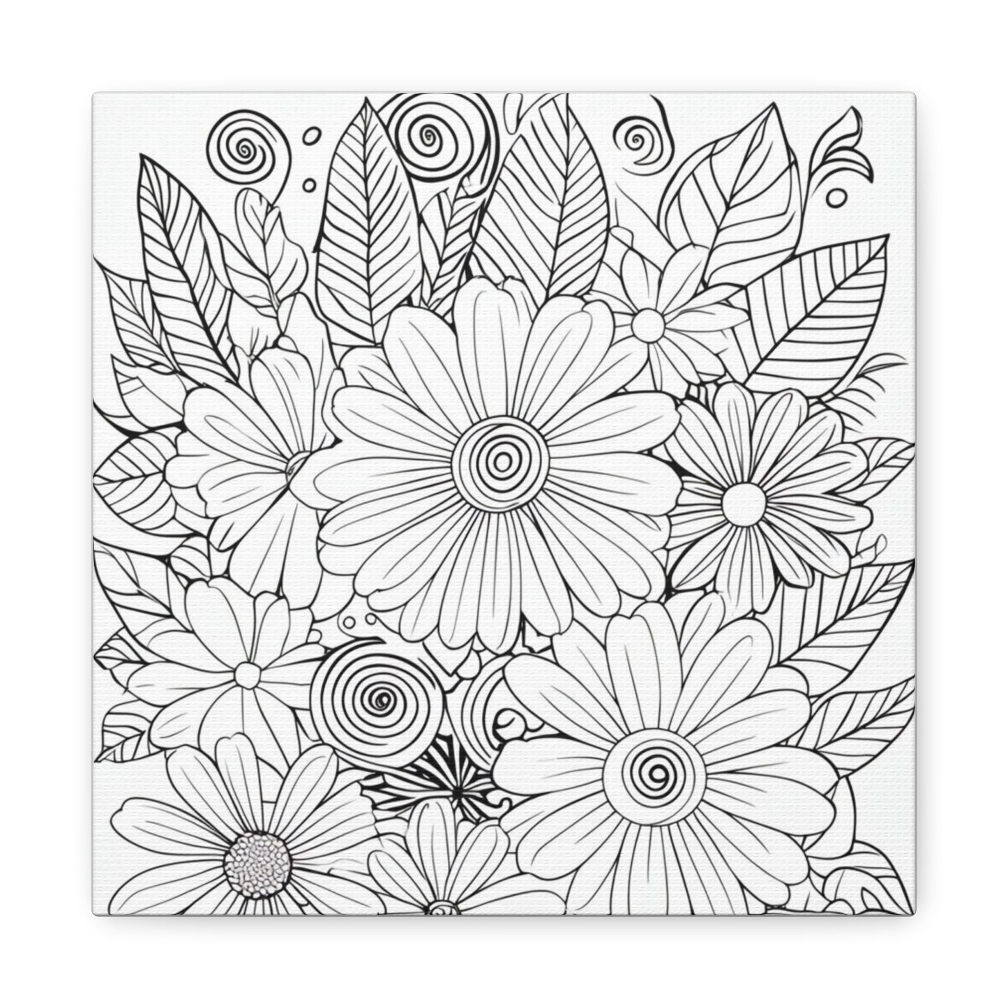 COLOR IT YOURSELF Floral Doodle Canvas Art — Black & White Bouquet Stretched Canvas
