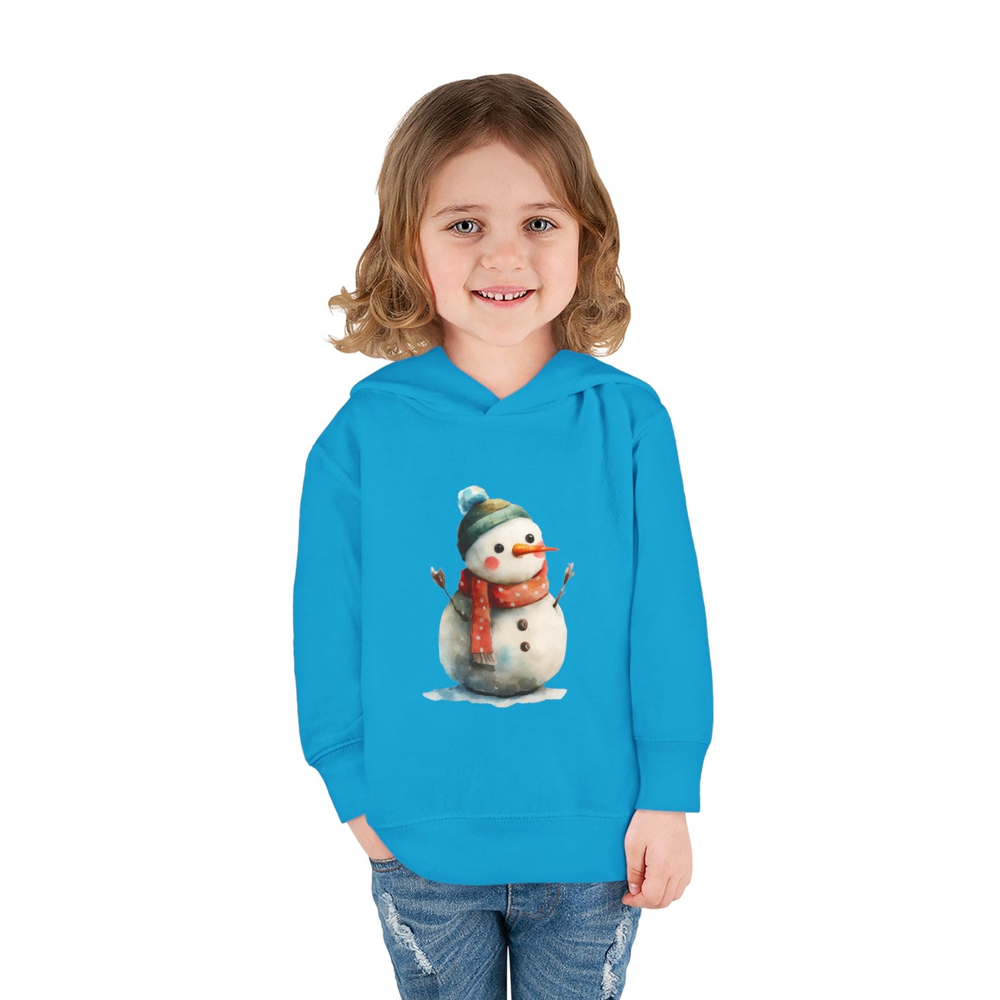 Cozy Snowman Toddler Pullover Fleece Hoodie - Winter Apparel, Cute Gift for Kids, Holiday Wear, Soft Hoodie for Toddlers, Christmas Outfit
