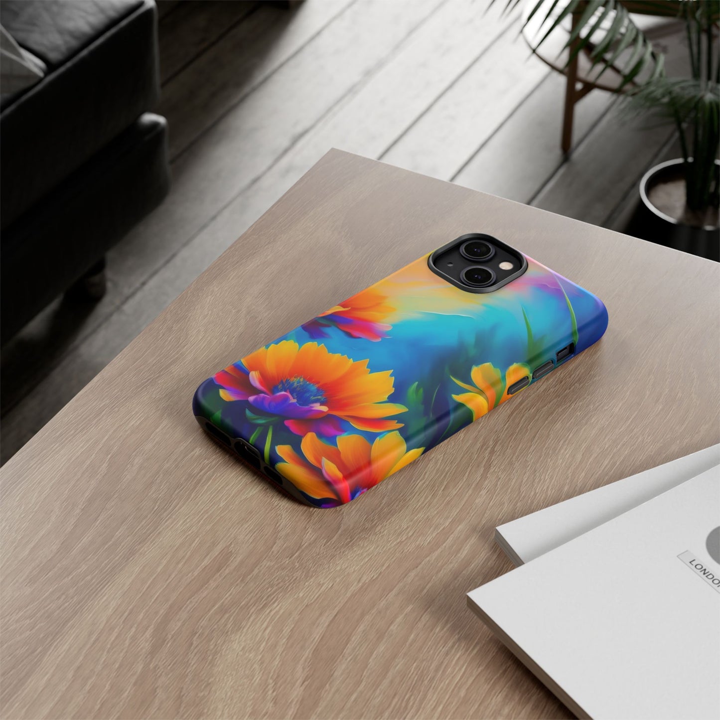 Floral Burst Tough Phone Case — Vibrant Watercolor Flowers Protective Cover