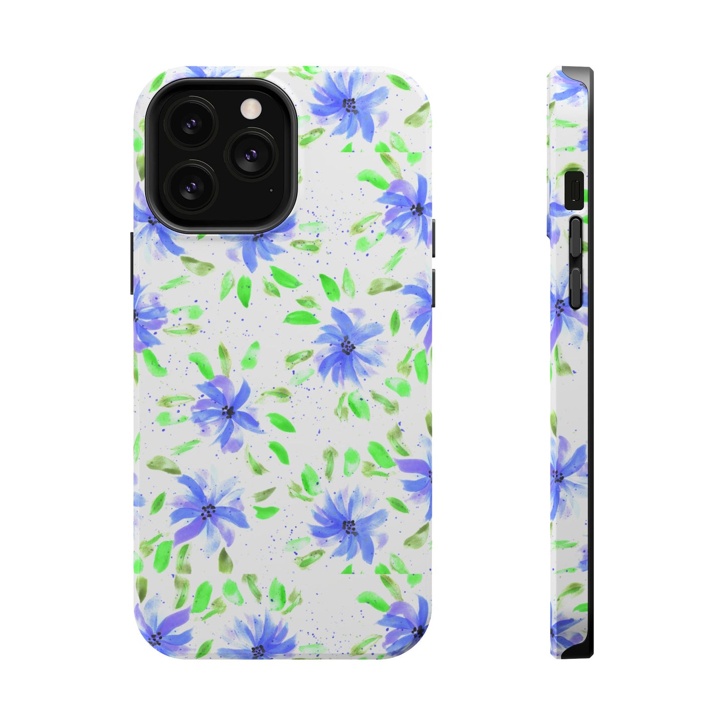 Floral Blue Watercolor Phone Case — Magnetic Impact-Resistant