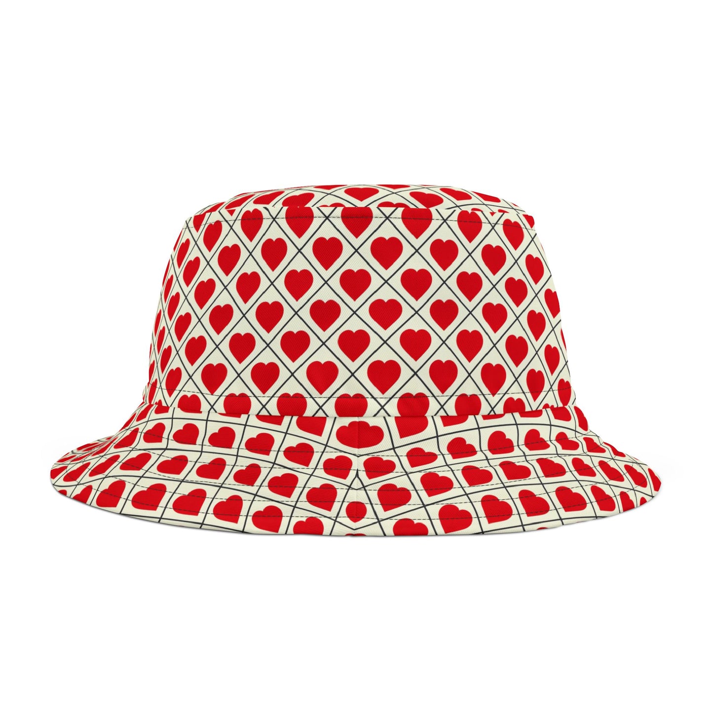Heart Pattern Bucket Hat — Red Retro Love