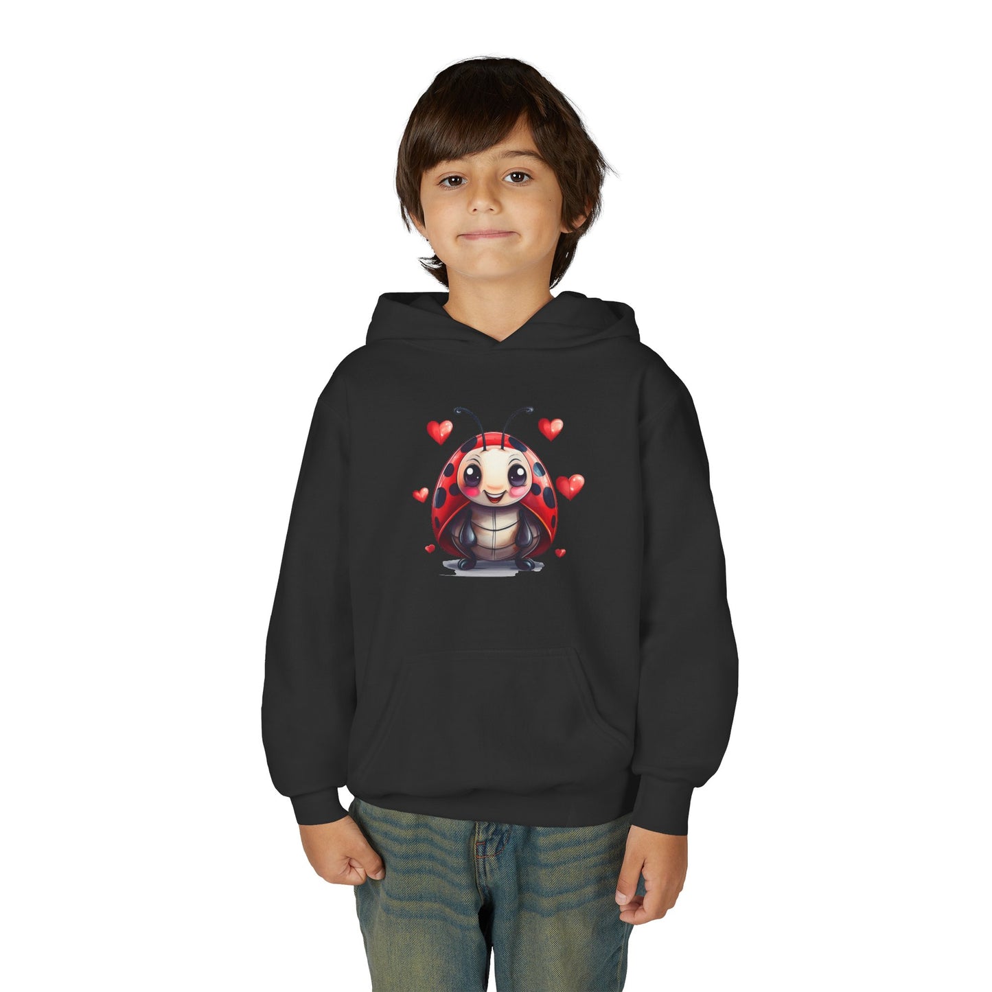 Cute Ladybug with Hearts Hoodie | Kids Valentine Sweatshirt