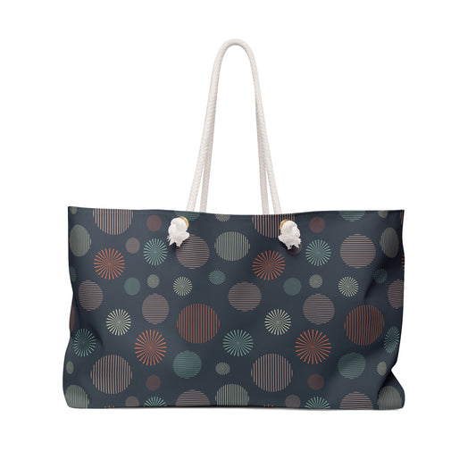 Navy Polka Burst Weekender Bag – Spacious Travel Tote for Weekend Getaways