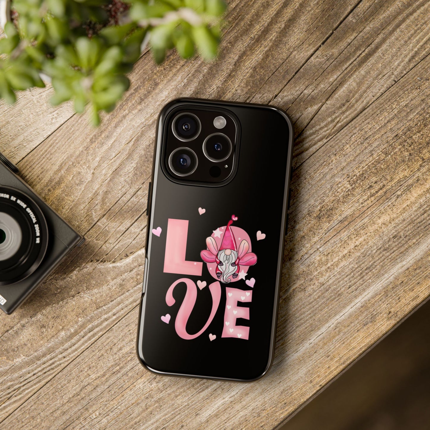 Love Gnome Phone Case — Cute Pink Heart Valentines Protective Case