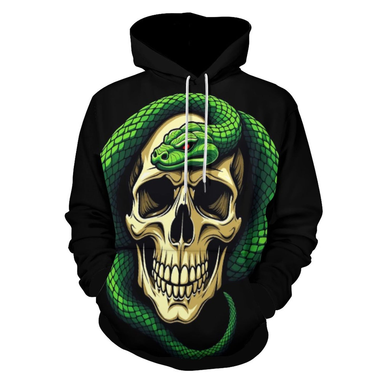 Men's Cool Hoodie with Double-layer Cap - Skull and Snake