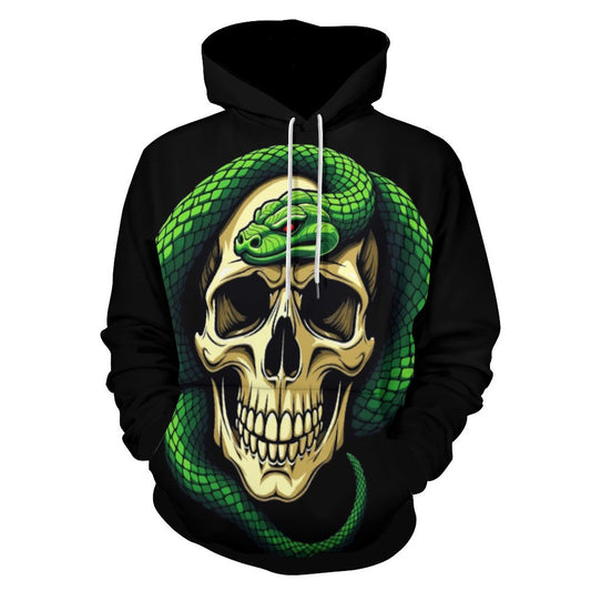 Men's Cool Hoodie with Double-layer Cap - Skull and Snake