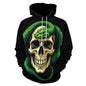 Men's Cool Hoodie with Double-layer Cap - Skull and Snake