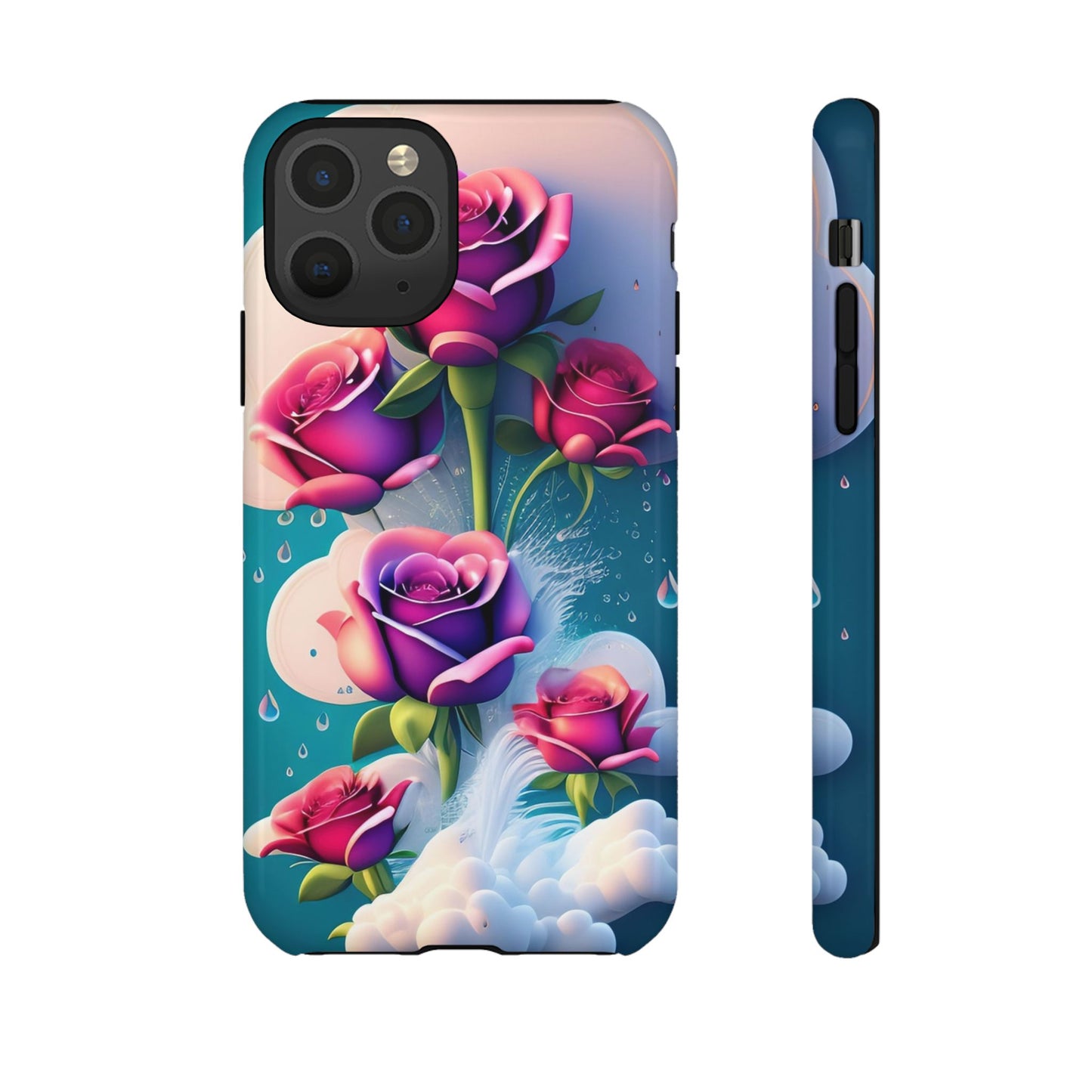 Floral Dream Tough Phone Case — Rose Bouquet Clouds Design