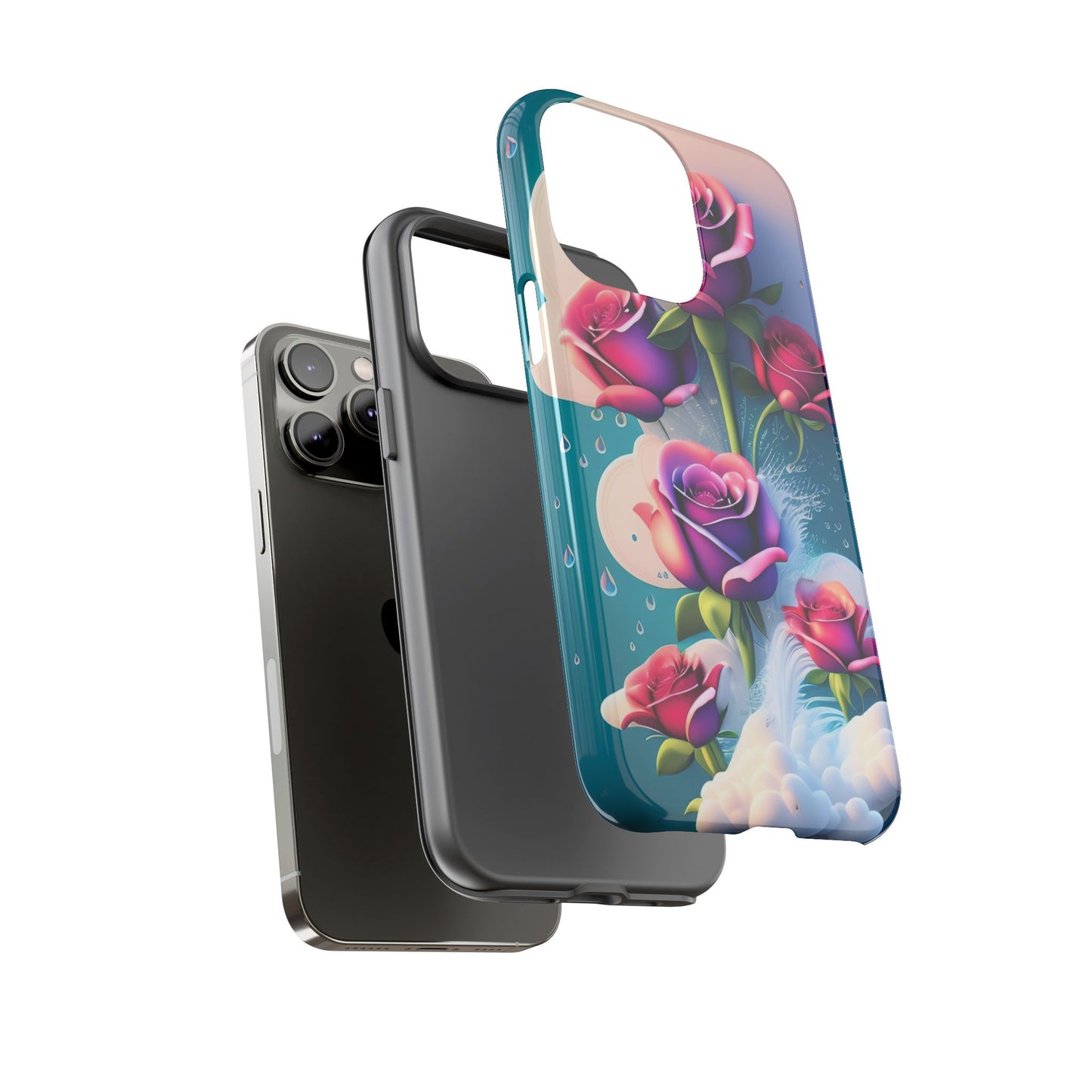 Floral Dream Tough Phone Case — Rose Bouquet Clouds Design