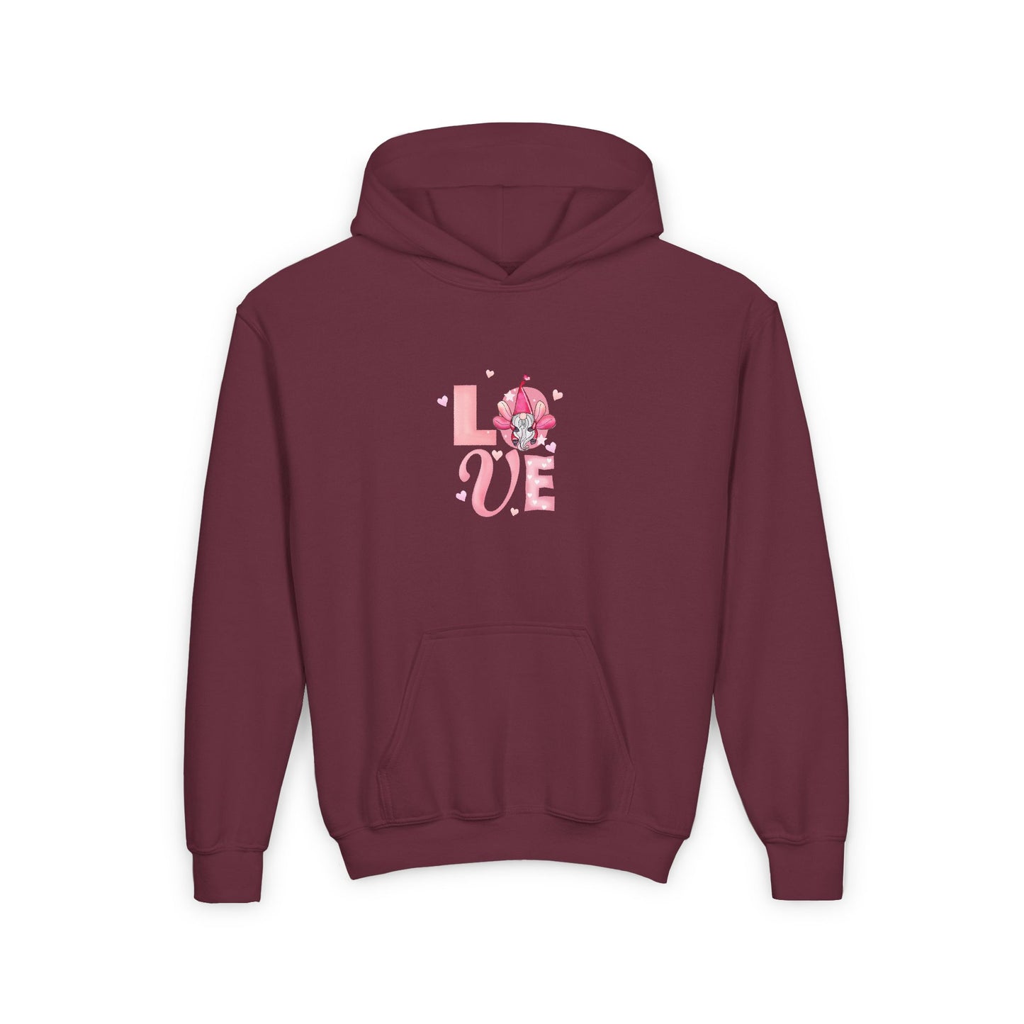 Youth Hoodie - Pink Floral "LOVE" Design