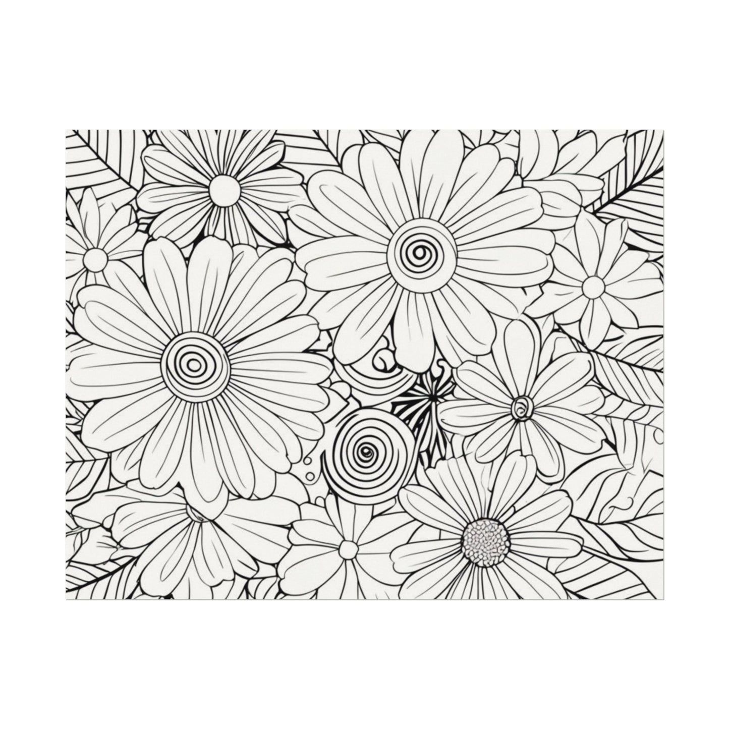 COLOR IT YOURSELF Floral Line Art Poster — Textured Matte Print