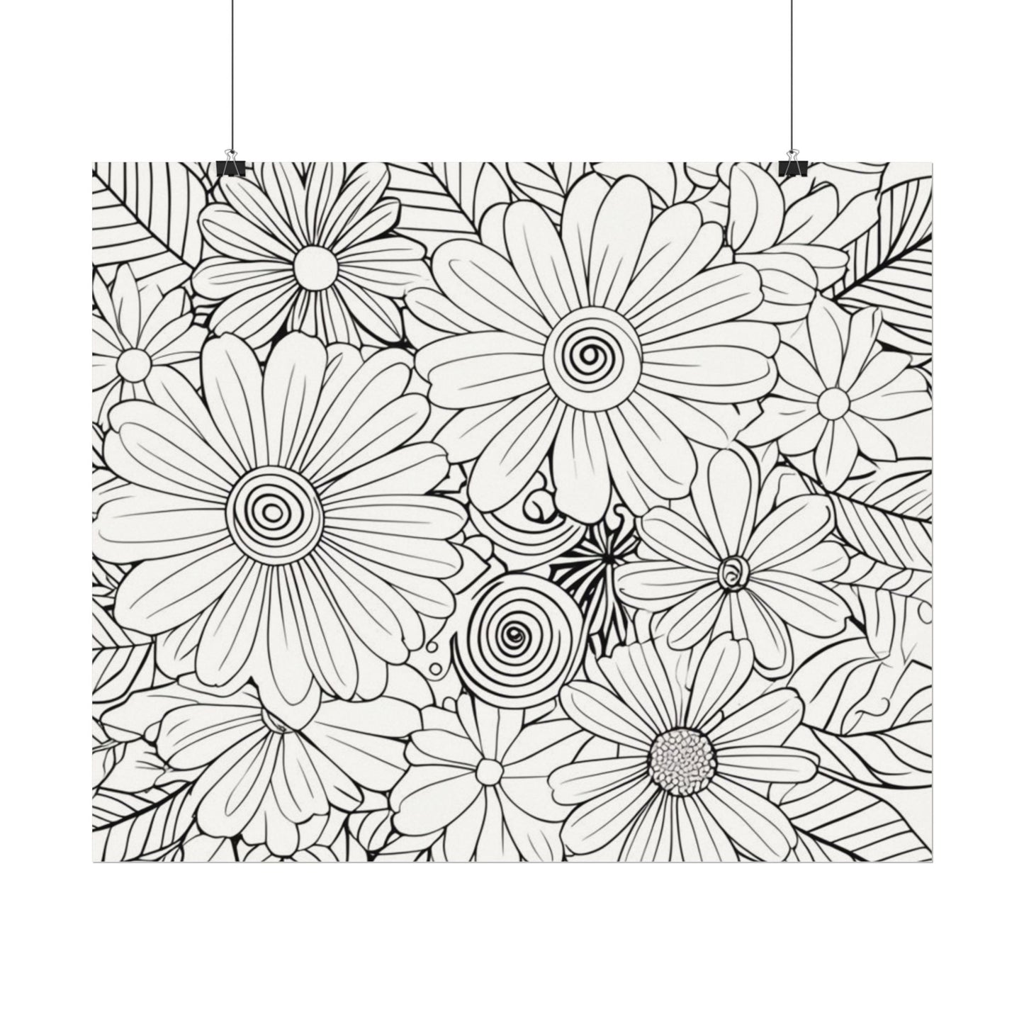 COLOR IT YOURSELF Floral Line Art Poster — Textured Matte Print
