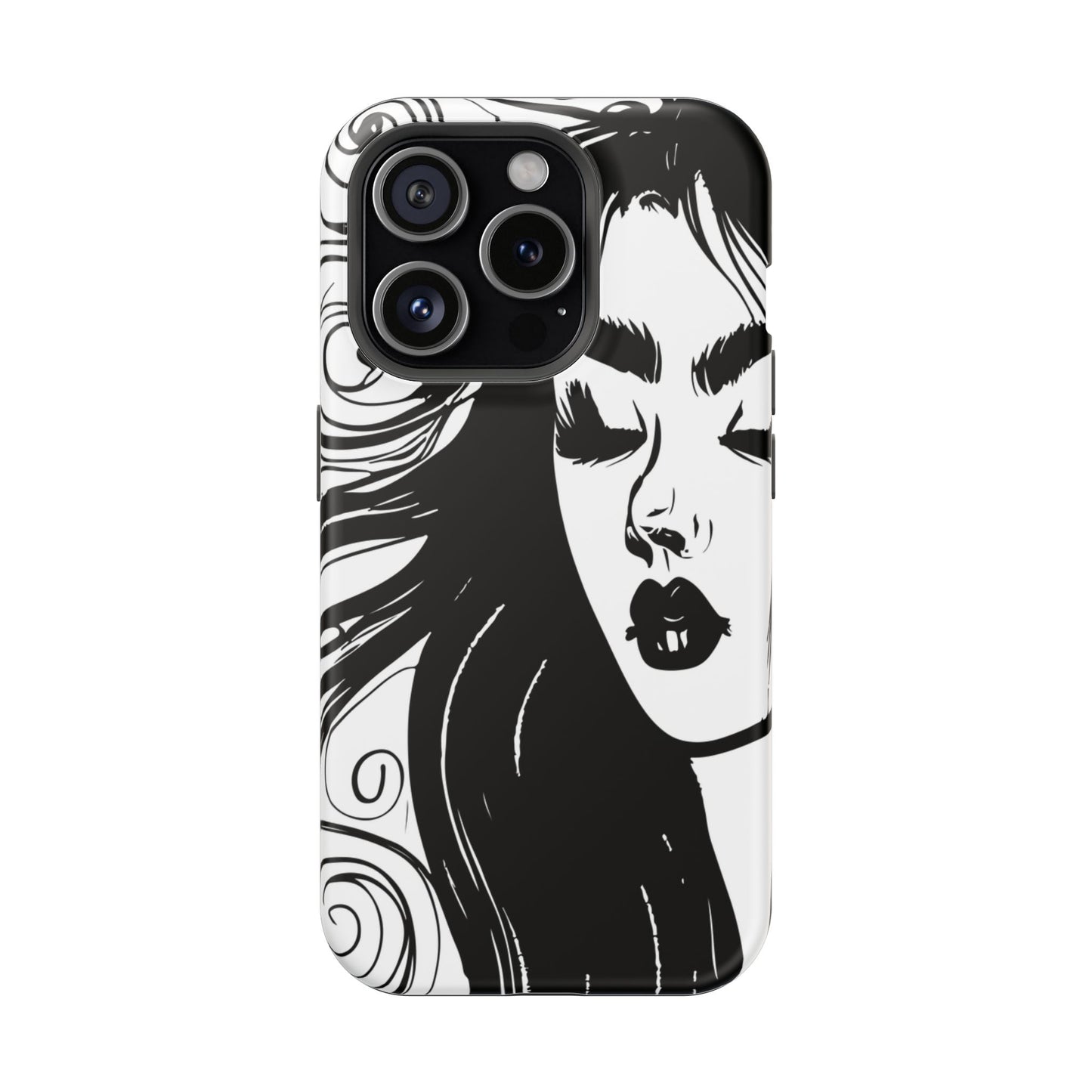 Artistic Black & White Portrait Phone Case — Magnetic Impact-Resistant