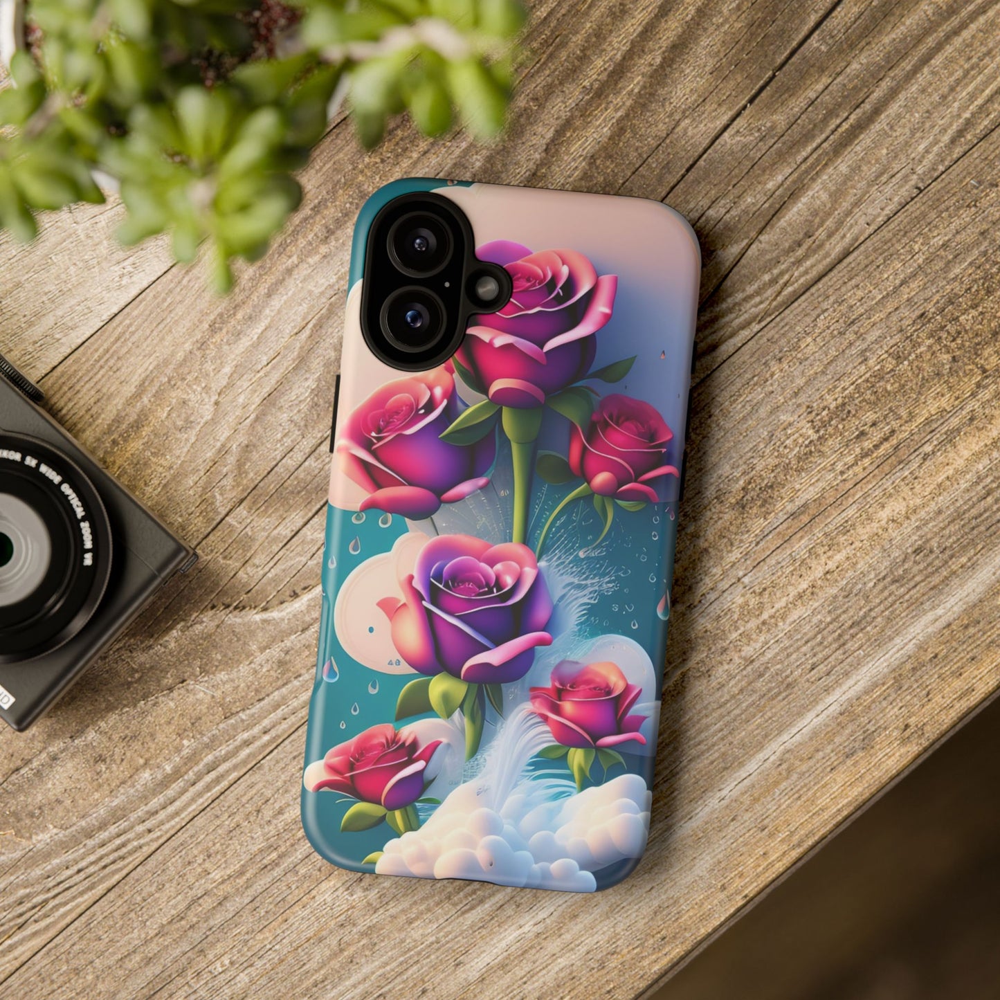 Floral Dream Tough Phone Case — Rose Bouquet Clouds Design