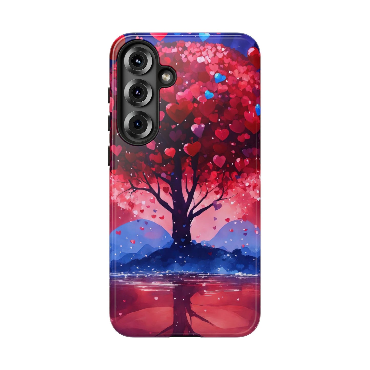 Heart Tree Phone Case — Romantic Red & Blue Protective Tough Case