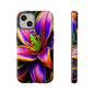 Floral Neon Tough Phone Case — Vivid Purple & Orange Lily Protective Cover
