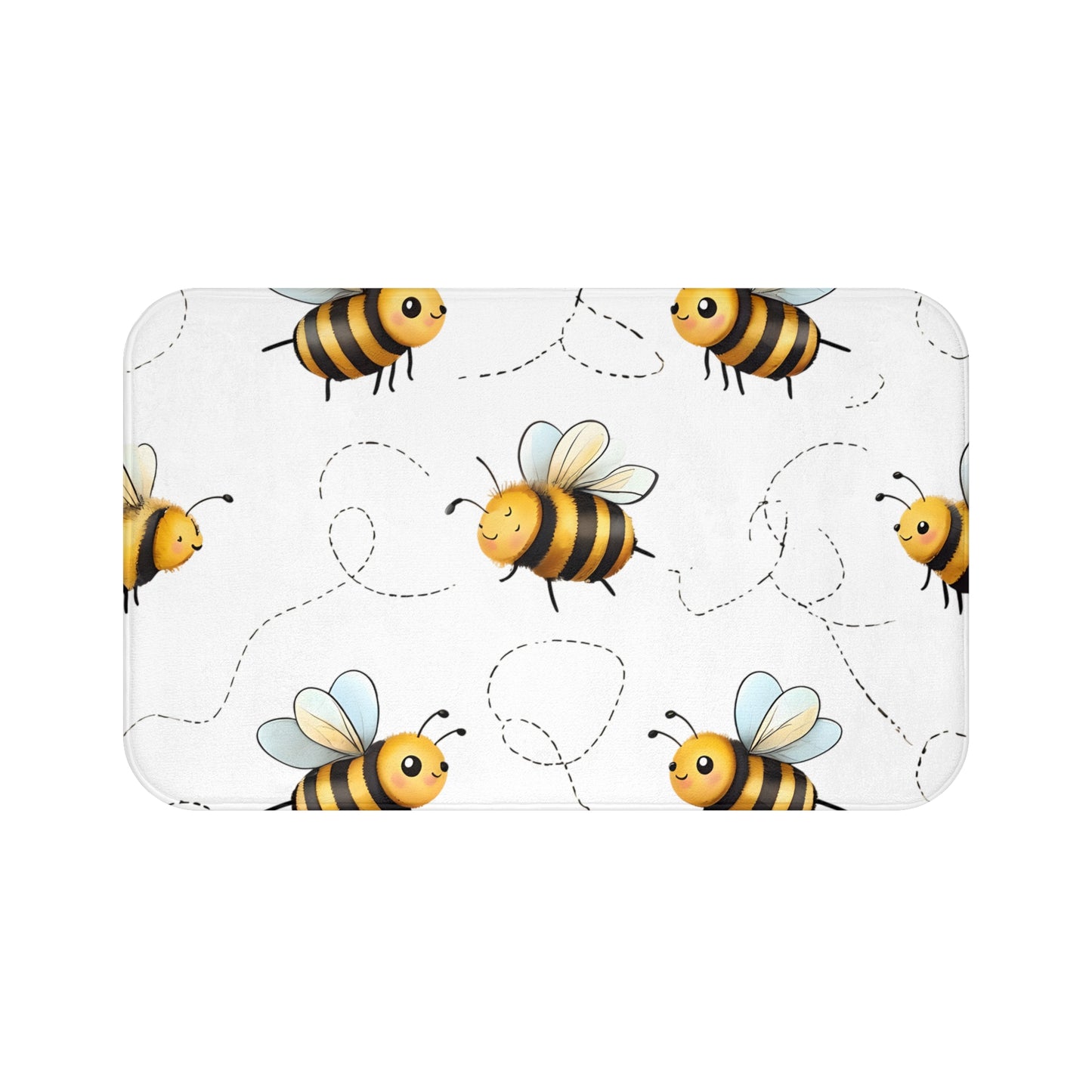 Buzzing Bees Bath Mat White and Yellow