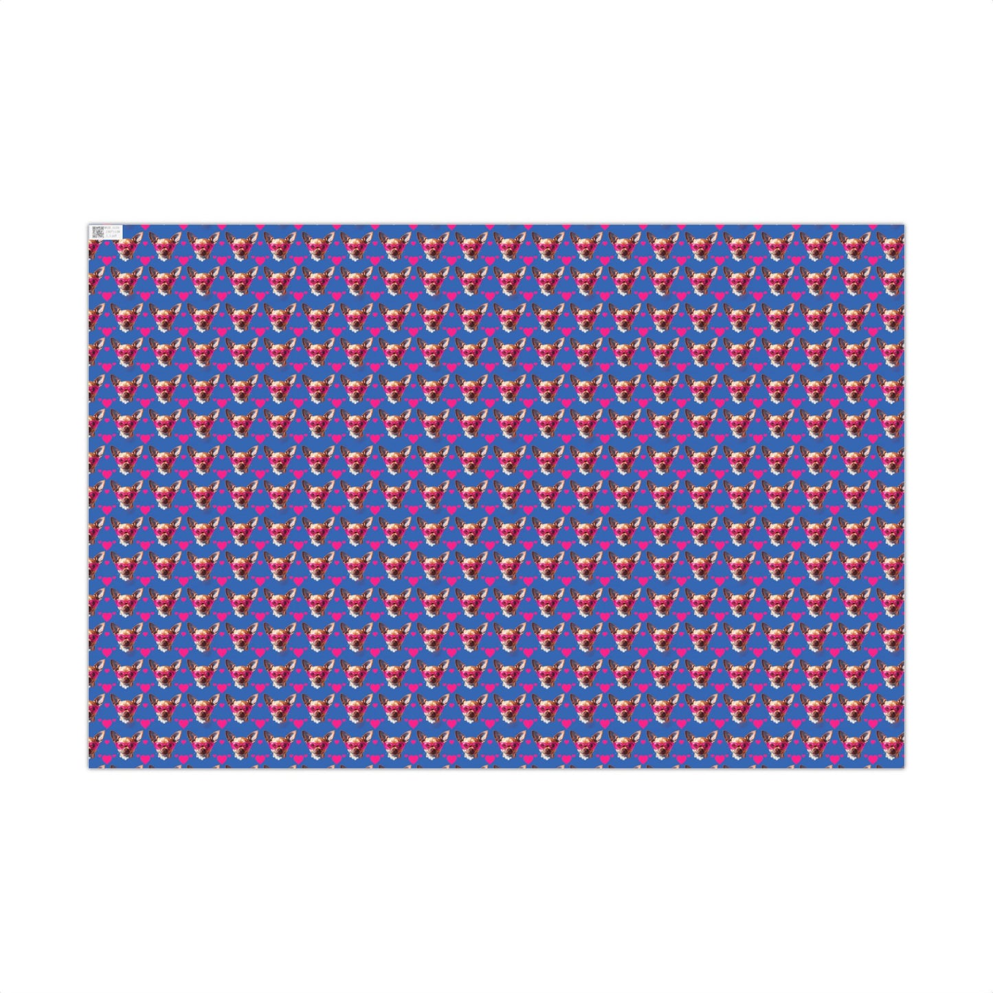 Blue Chihuahua Heart Pattern Gift Wrap Paper — Cute Dog Wrapping Sheets for Pet Lovers