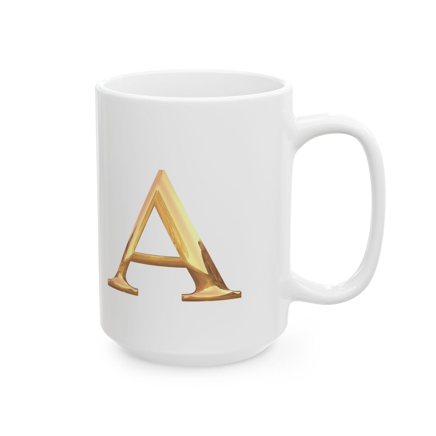 Elegant Golden Letter A Ceramic Mug | Personalized Coffee Cup Letter A