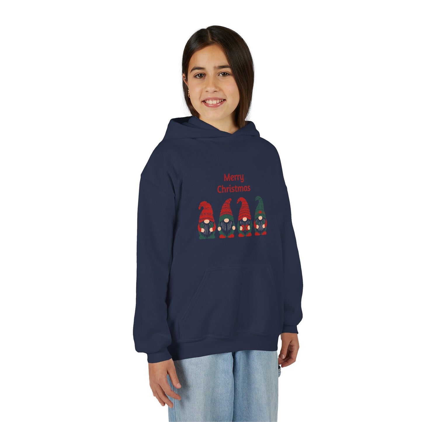 Youth Christmas Gnome Hoodie - "Merry Christmas" Holiday Kids Sweatshirt