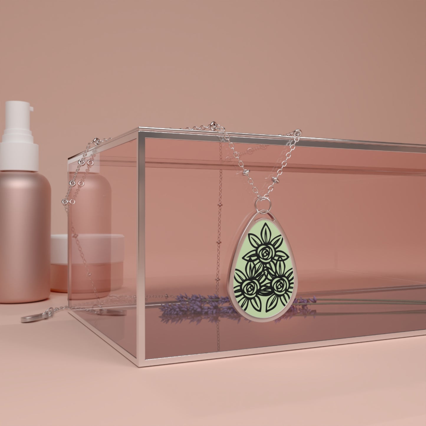 Floral Oval Necklace, Botanical Jewelry, Nature-Inspired Gift, Mother's Day, Anniversary, Everyday Elegance