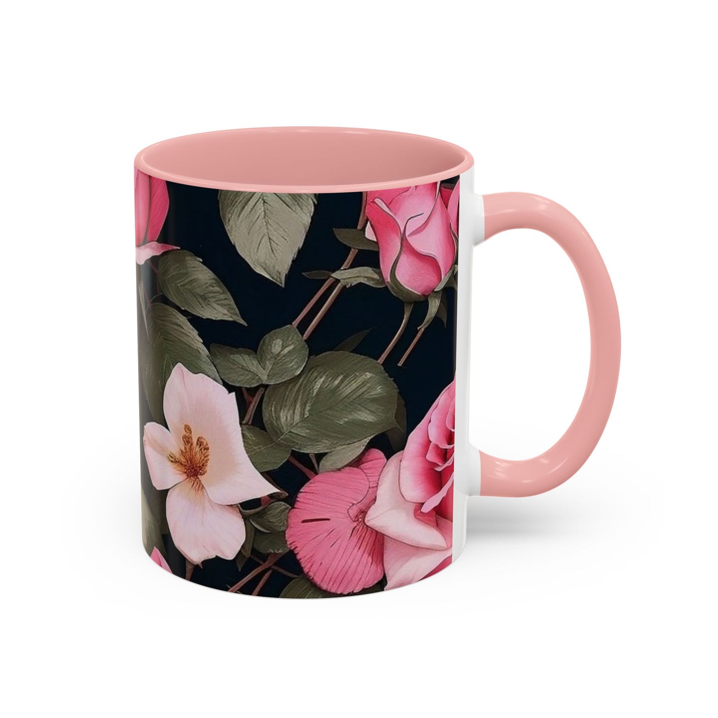 Floral Accent Coffee Mug, Gift for Her, Cute Floral Mug, Spring Decor, Coffee Lover Gift