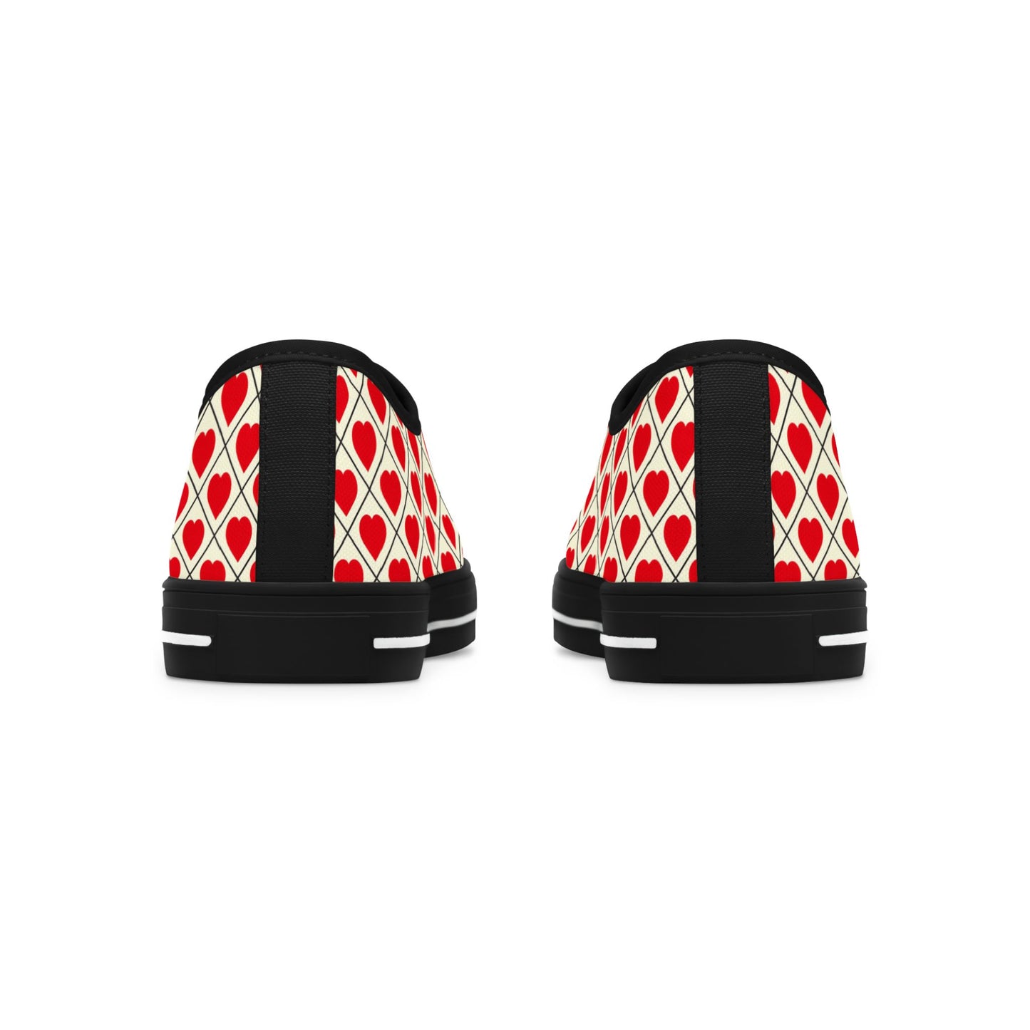 Low Top Sneakers — Red Heart Pattern Casual Women's Shoes (Valentine's Day)