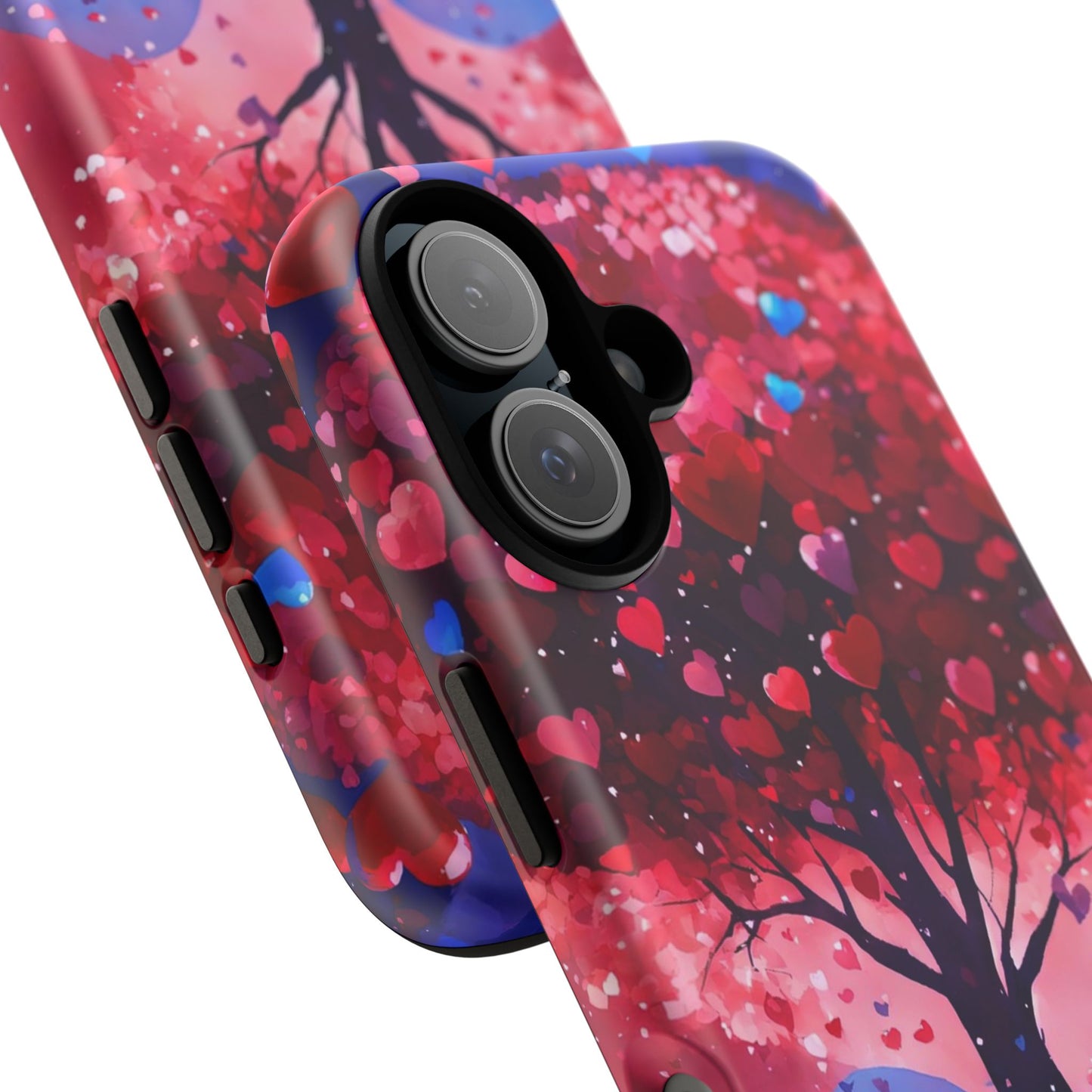 Heart Tree Phone Case — Romantic Red & Blue Protective Tough Case