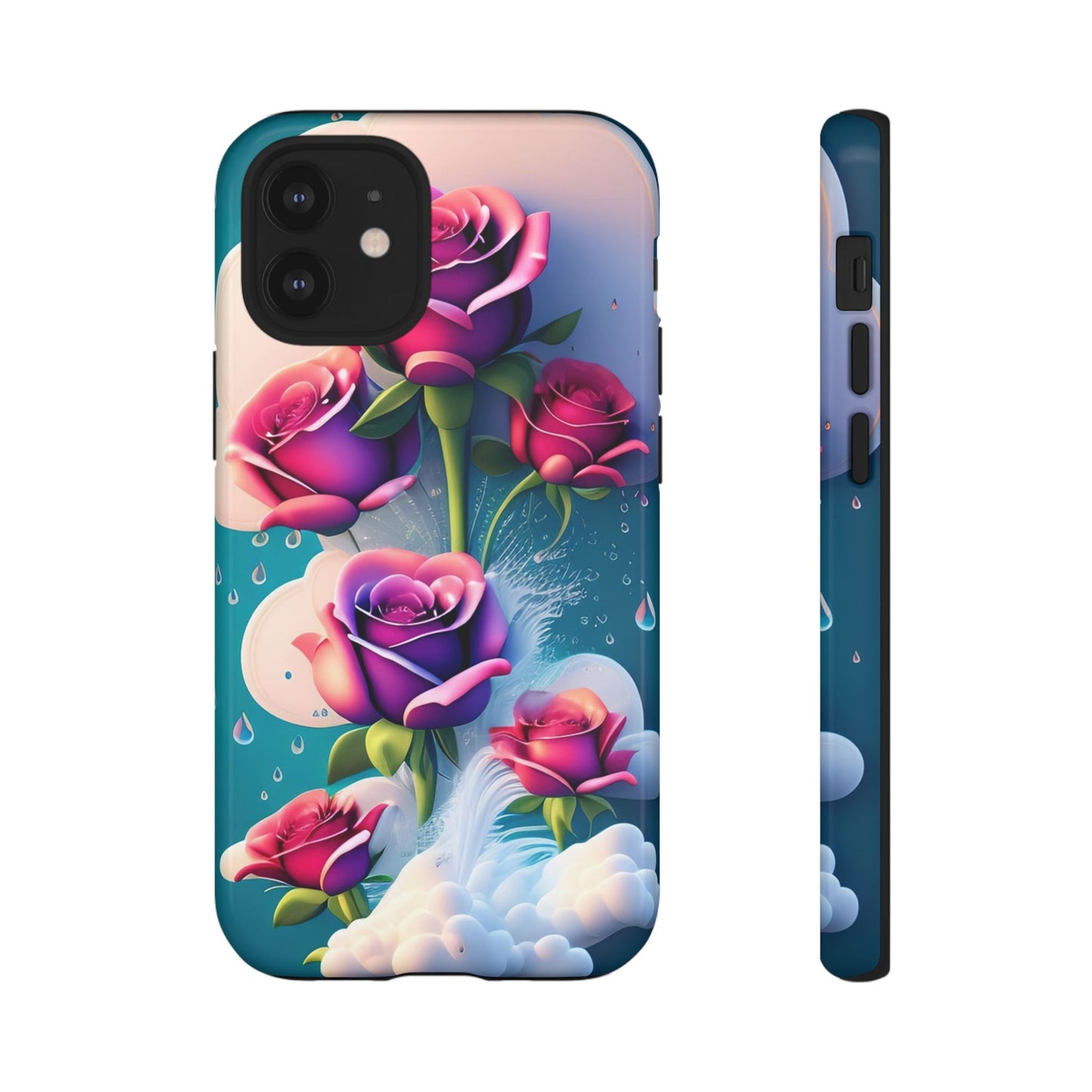 Floral Dream Tough Phone Case — Rose Bouquet Clouds Design