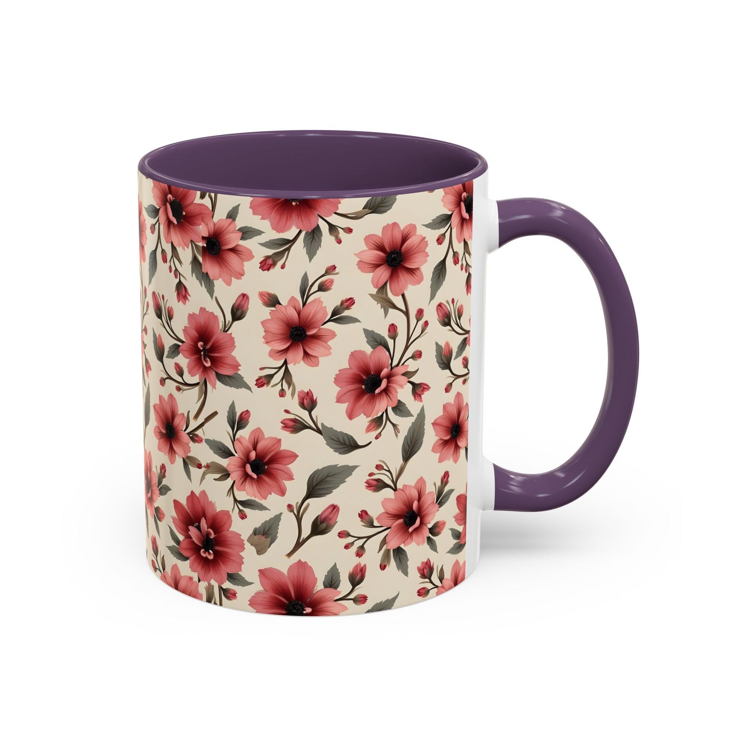 Floral Accent Coffee Mug, Cute Gift for Her, Coffee Lover's Mug, Mother's Day Gift, Housewarming Tea Mug
