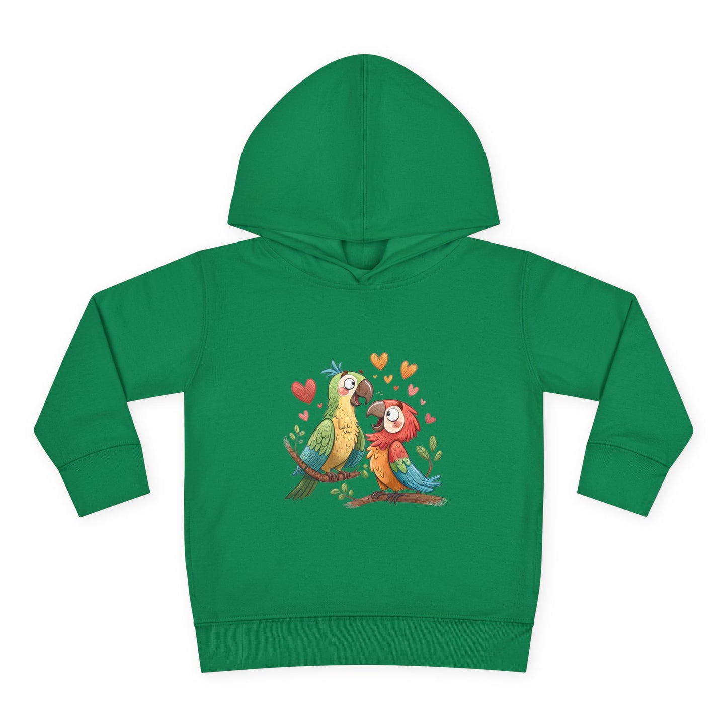 Toddler Hoodie — Cute Parrot Love Pullover (Heart Bird Kids Sweatshirt)
