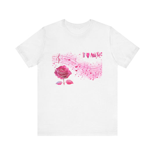 I Love Music Tee, Music Lover Shirt, Floral Music Notes Top