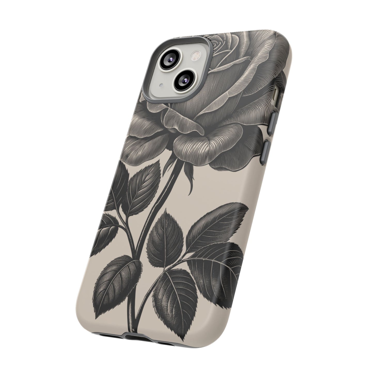 Black Rose Phone Case, Tough Cases with Floral Design, Elegant Tech Accessory, Gift for Flower Lovers, Stylish Protection