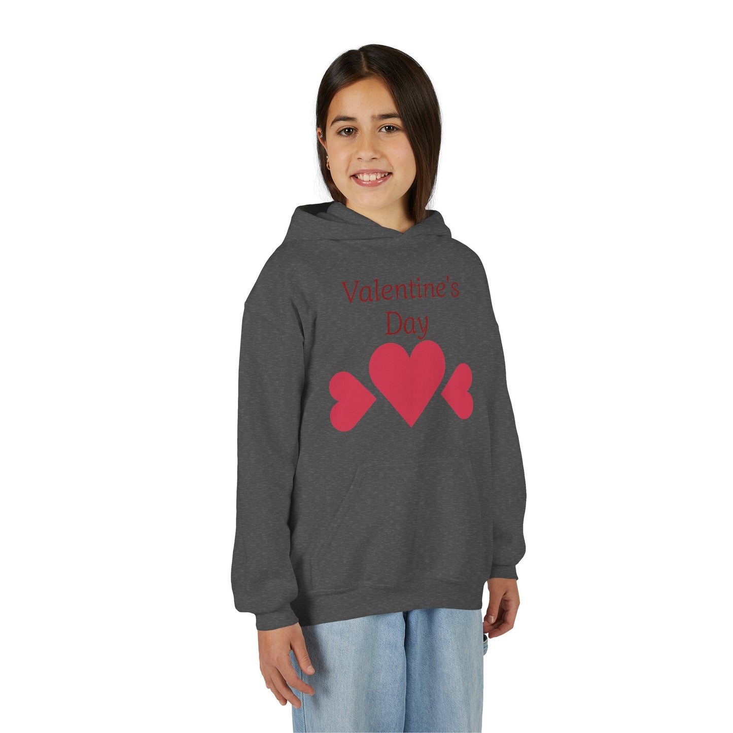 Valentine's Day Kids Hoodie - Pink Heart Trio Youth Sweatshirt