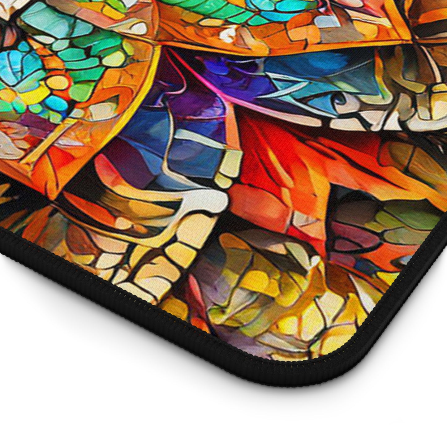 Mandala Stained-Glass Desk Mat — Colorful Boho Mouse Pad for Home Office