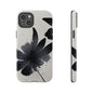 Monochrome Floral Tough Phone Case — Black Ink Flower Protective Cover
