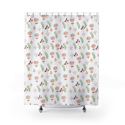 Botanical Floral Shower Curtain — Watercolor Wildflower Pattern