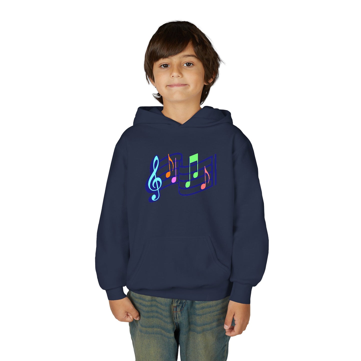 Kids Music Notes Hoodie — Colorful Treble Clef & Sheet Music Sweatshirt