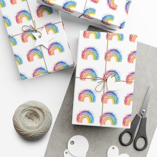 Rainbow Watercolor Gift Wrap Paper — Cheerful Rainbow Wrapping for Birthdays, Baby Showers & Pride