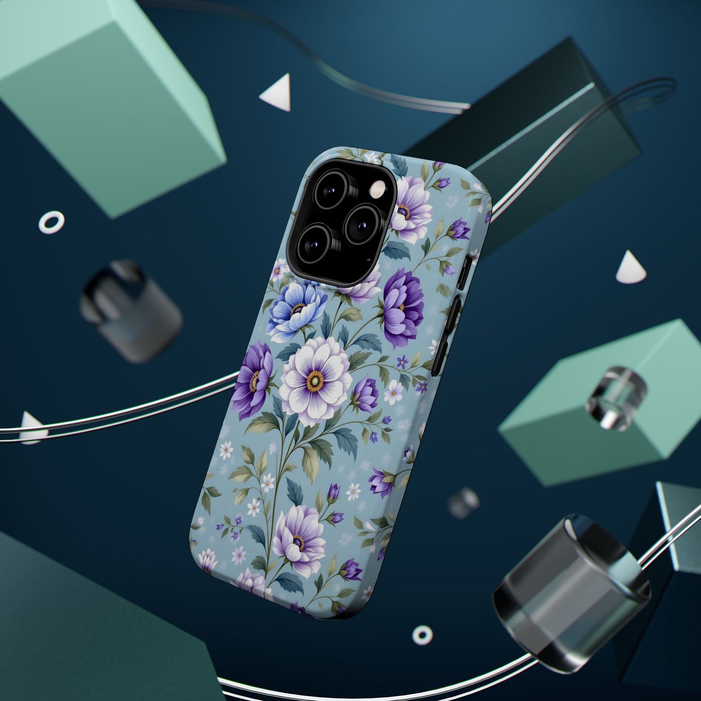 Floral Purple Peony Phone Case — Magnetic Impact‑Resistant Protective Cover