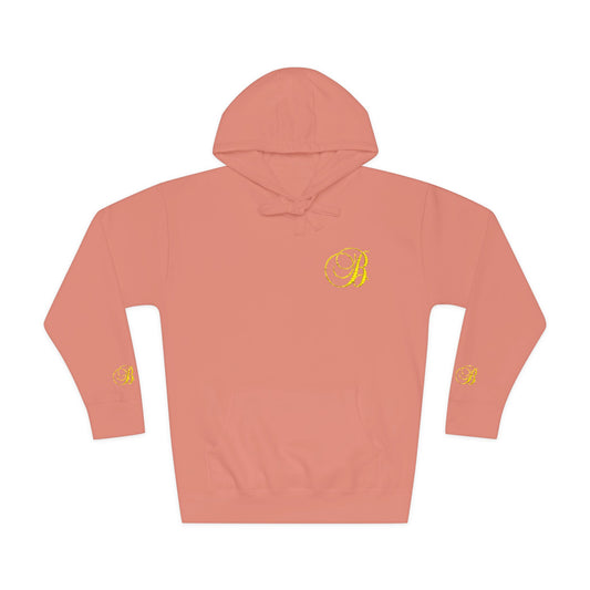Coral Gold Floral Initial Hoodie — Monogram 'B' Casual Pullover