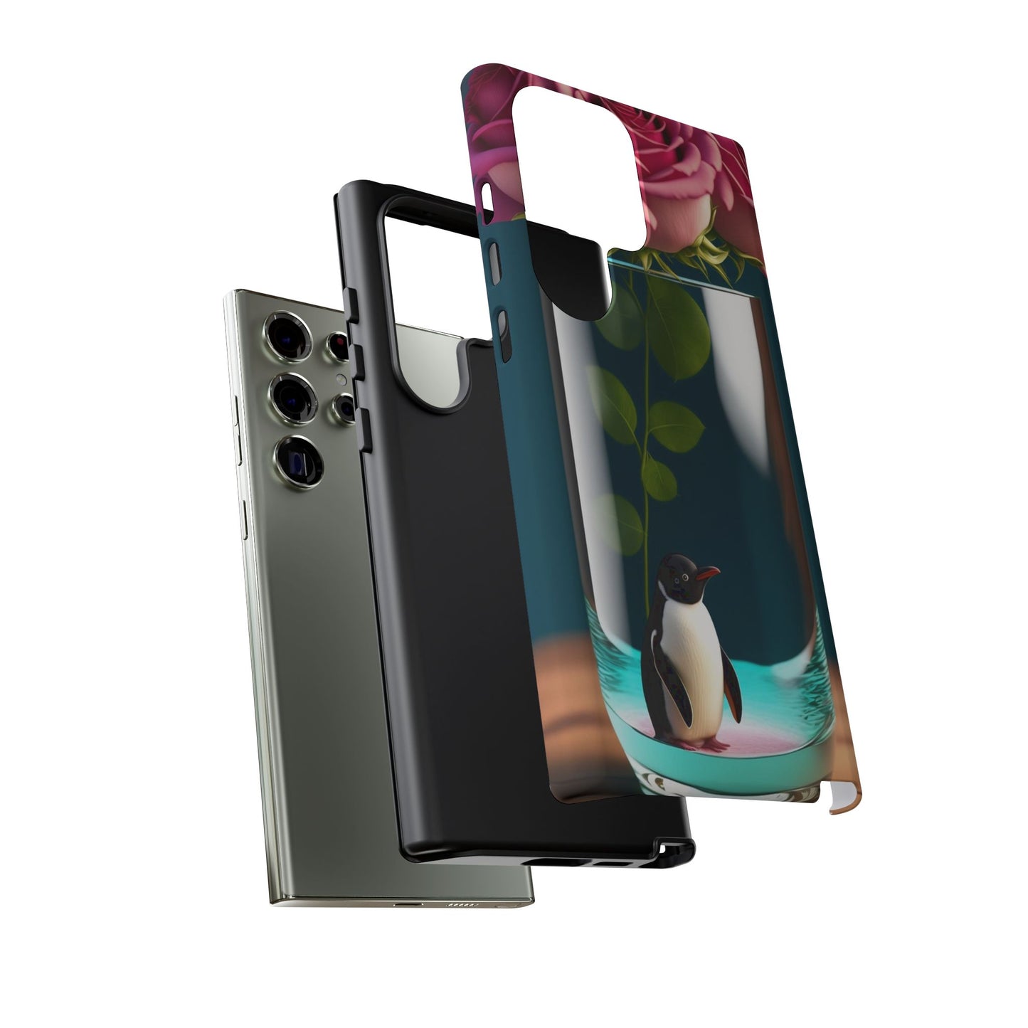 Penguin in a Glass Floral Tough Phone Case — Cute Protective Phone Cover