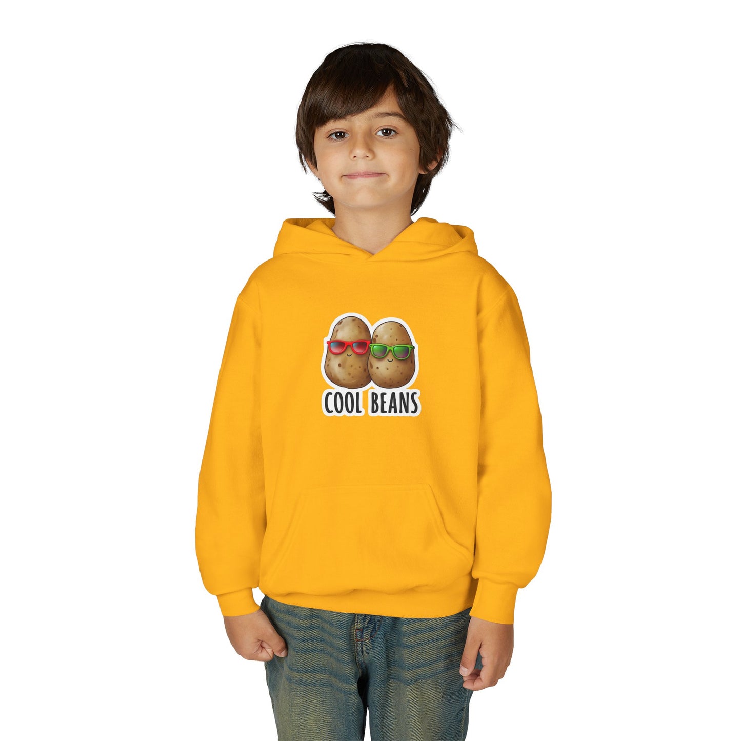 Youth 'Cool Beans' Hoodie – Cute Kids Graphic Sweatshirt with Sunglasses Potato Design