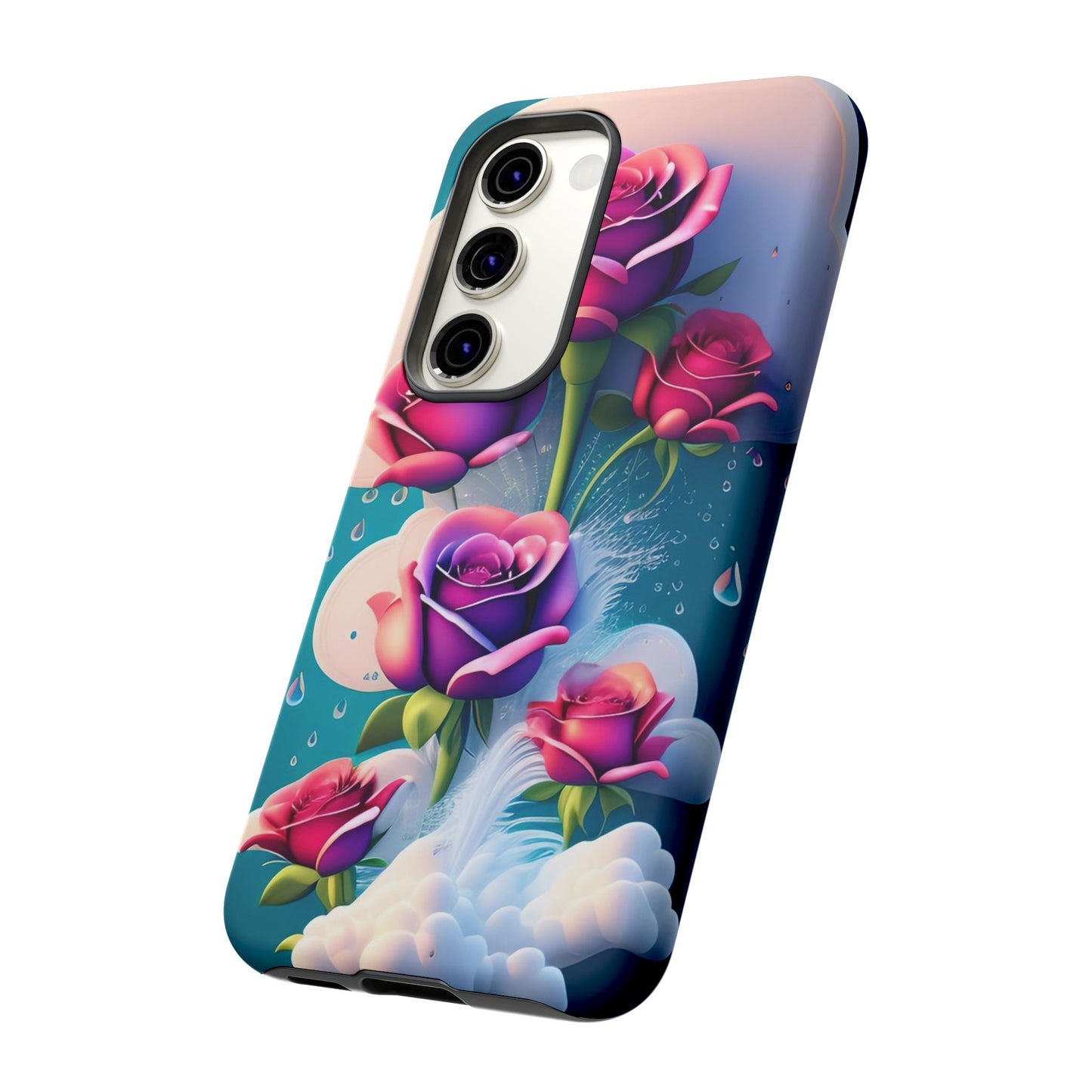 Floral Dream Tough Phone Case — Rose Bouquet Clouds Design