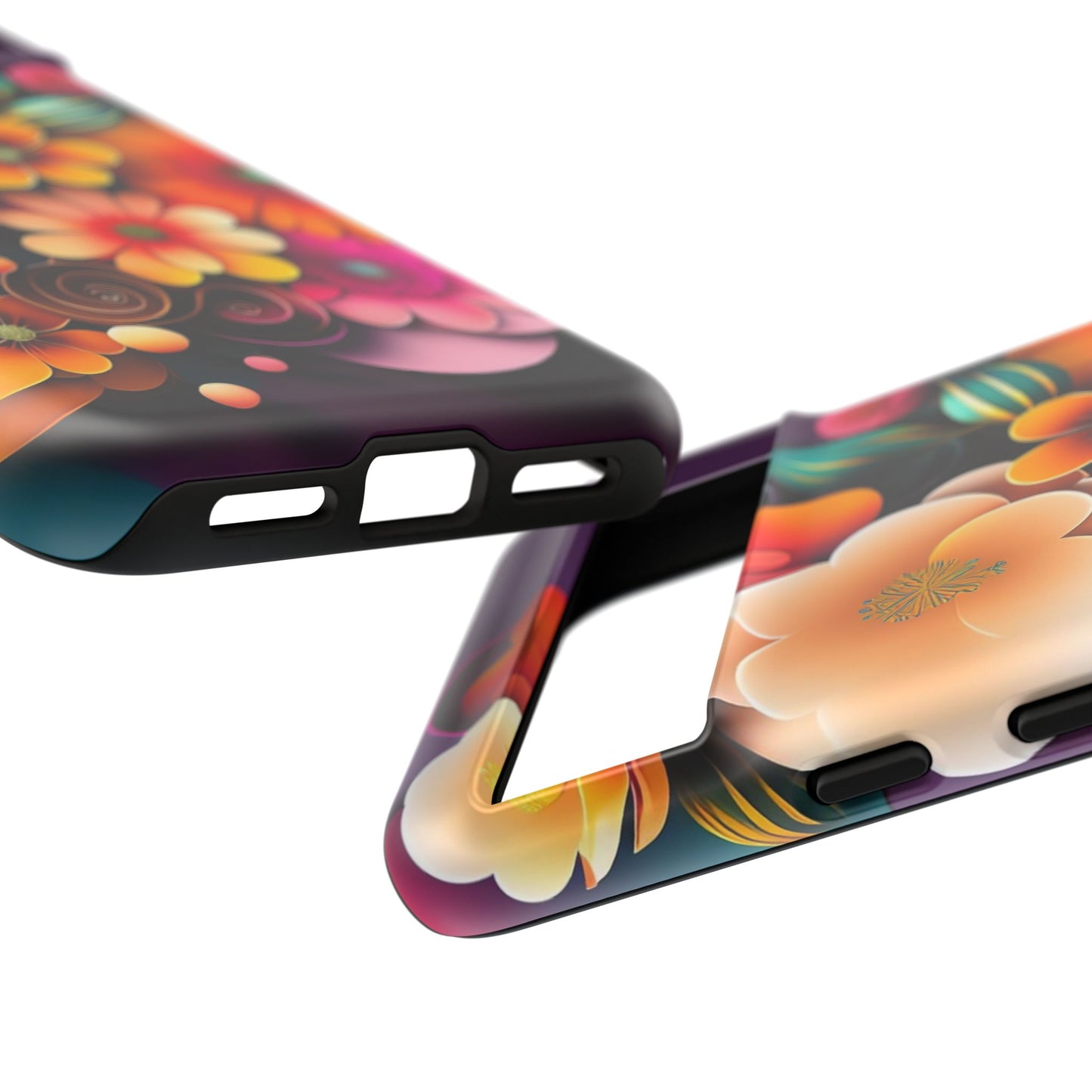 Floral Burst Tough Phone Case — Colorful Retro Flowers Protective Cover