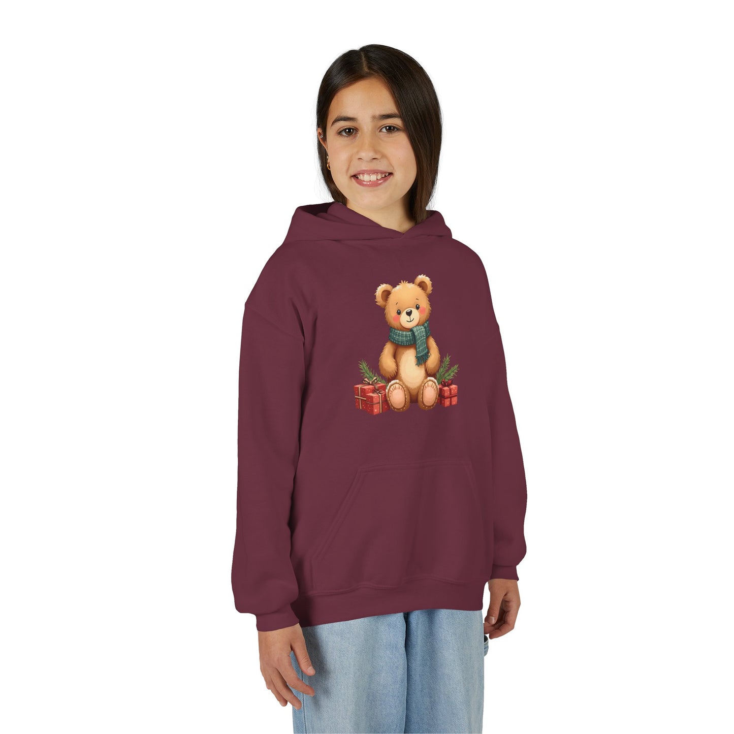 Kids Holiday Teddy Bear Hoodie – Cute Christmas Gift Sweatshirt