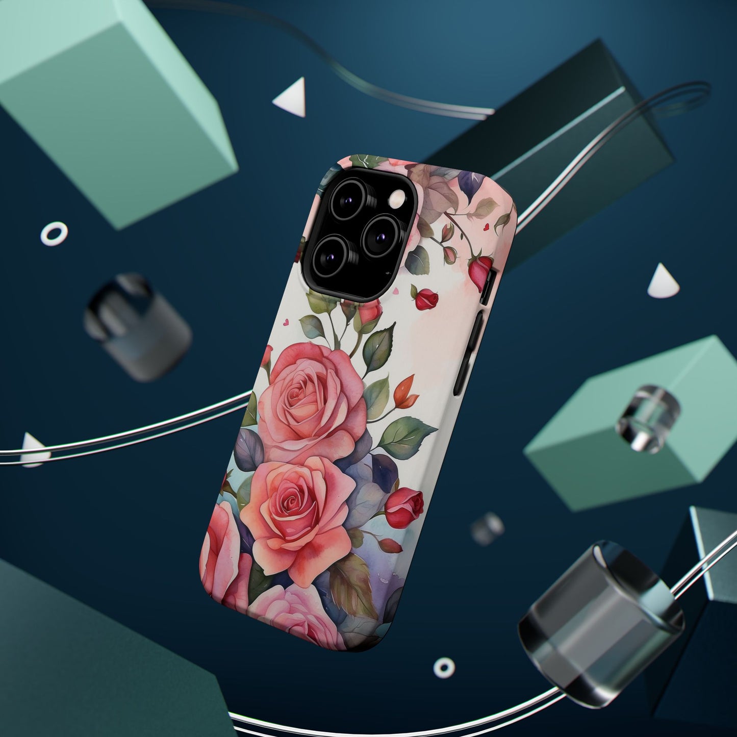 Floral Rose Magnetic Phone Case — Impact-Resistant Protective Cover